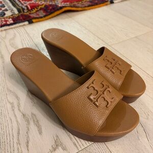 Tory Burch Brown Leather Wedges